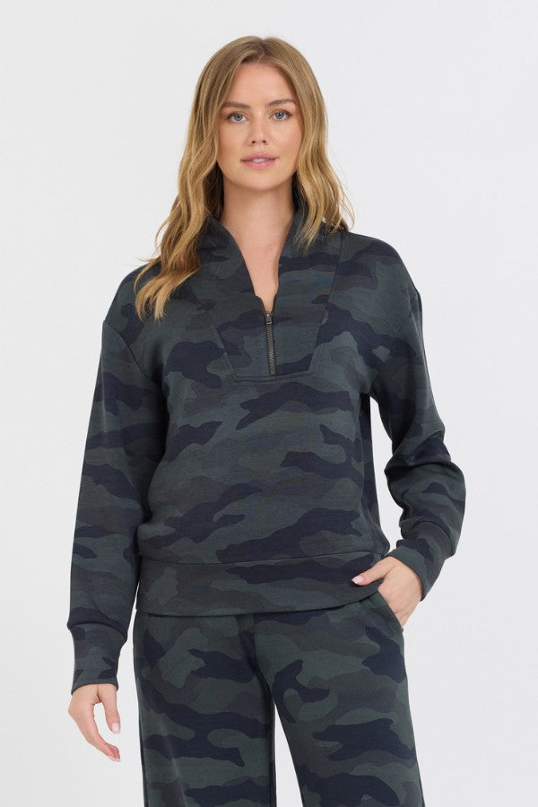 Vintage Havana Sweatshirts | Women Onyx Camo Printed Cloud Fleece Quarter Zip Camo