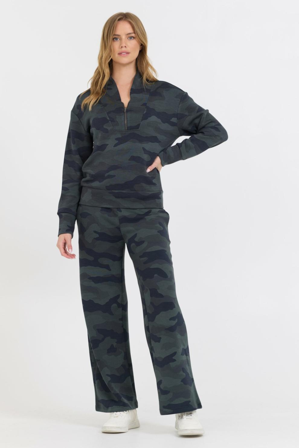Vintage Havana Sweatshirts | Women Onyx Camo Printed Cloud Fleece Quarter Zip Camo