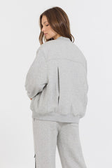 Vintage Havana Sweatshirts | Women Pure Grey Contrast Black Zipper Bomber Grey