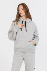 Vintage Havana Sweatshirts | Women Pure Grey Contrast Black Zipper Hoodie Grey