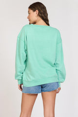 Vintage Havana Sweatshirts | Women "Summer High" Surf Green Burnout Fleece Crewneck Surf Green