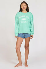 Vintage Havana Sweatshirts | Women "Summer High" Surf Green Burnout Fleece Crewneck Surf Green
