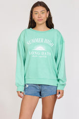 Vintage Havana Sweatshirts | Women "Summer High" Surf Green Burnout Fleece Crewneck Surf Green