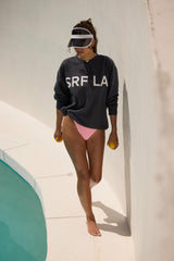 Vintage Havana Sweatshirts | Women "Surf LA" Black Surf Wash Crewneck Black