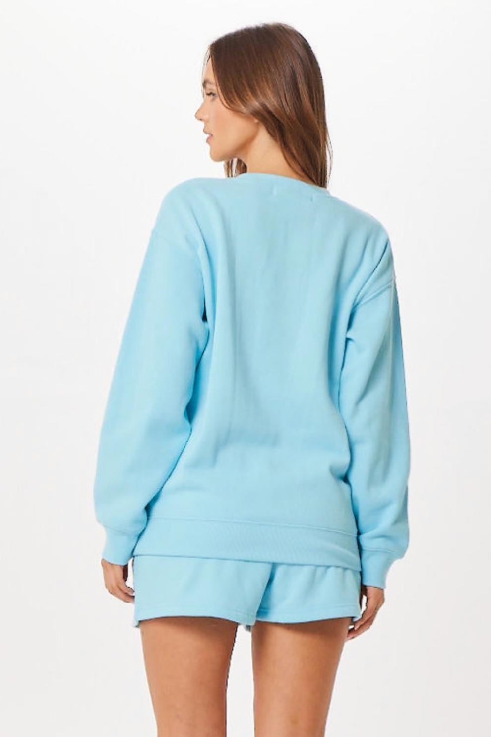 Vintage Havana Sweatshirts | Women Tropical Blue Malibu Jet Setter Surf Wash Crewneck Tropical Blue