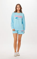 Vintage Havana Sweatshirts | Women Tropical Blue Malibu Jet Setter Surf Wash Crewneck Tropical Blue