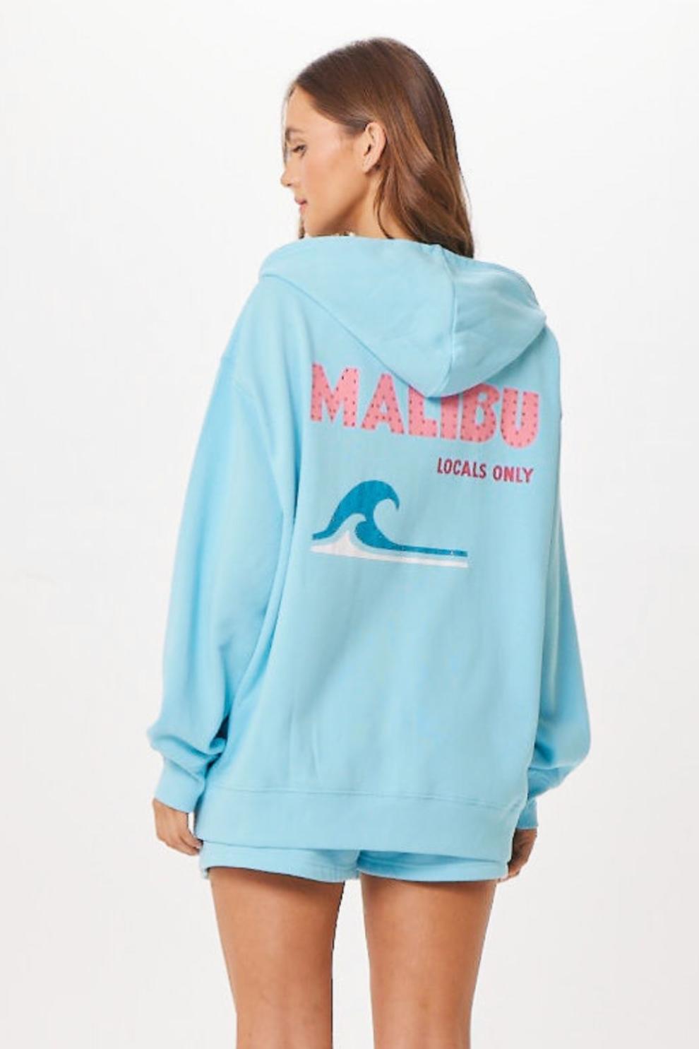 Vintage Havana Sweatshirts | Women Tropical Blue Malibu Jet Setter Surf Wash Zip Up Tropical Blue