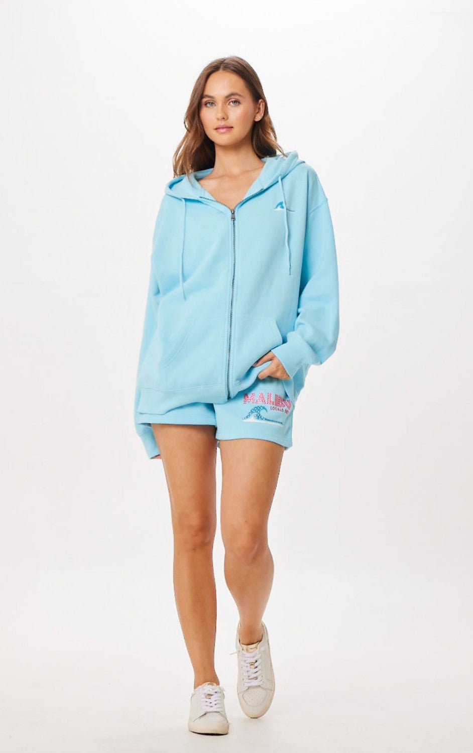 Vintage Havana Sweatshirts | Women Tropical Blue Malibu Jet Setter Surf Wash Zip Up Tropical Blue