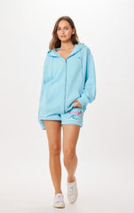 Vintage Havana Sweatshirts | Women Tropical Blue Malibu Jet Setter Surf Wash Zip Up Tropical Blue