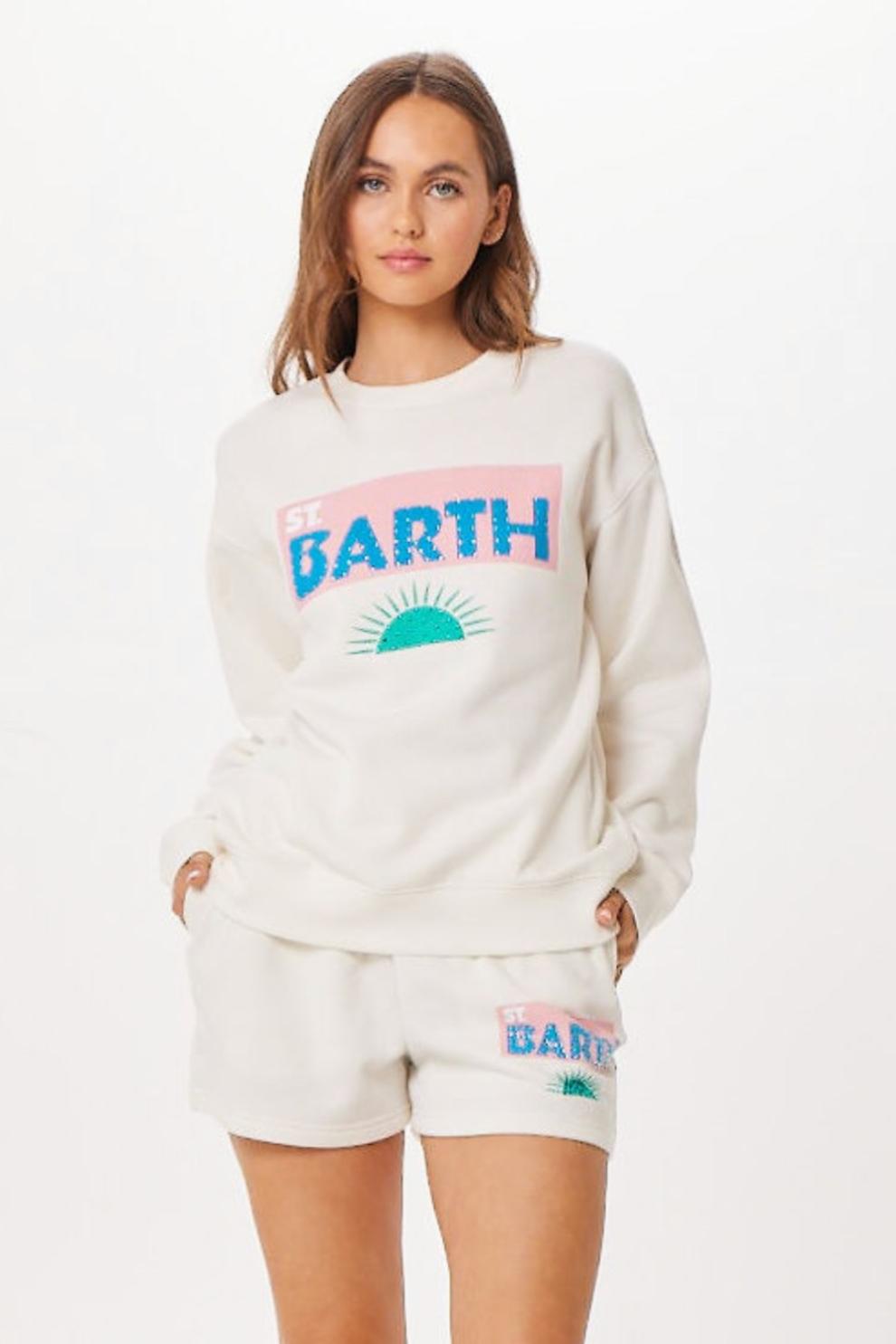 Vintage Havana Sweatshirts | Women White St. Barth Jet Setter Surf Wash Crewneck White