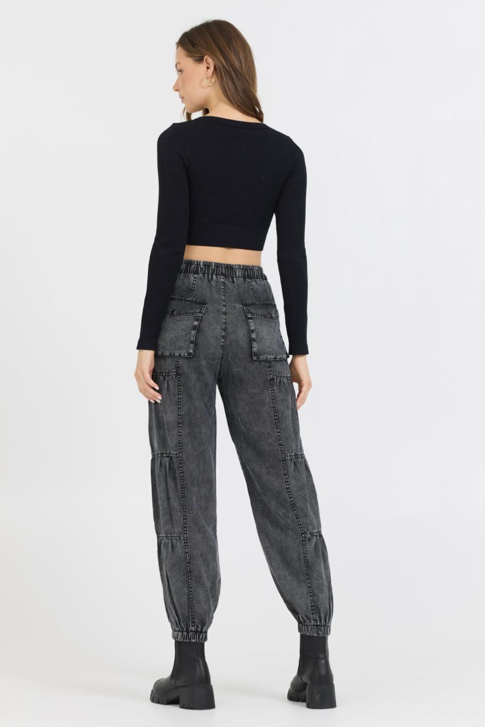 Vintage Havana Tees | Women Black Seamless Long Sleeve V Neck Black