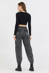 Vintage Havana Tees | Women Black Seamless Long Sleeve V Neck Black