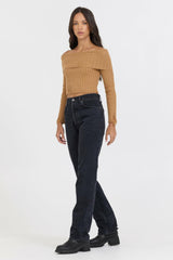 Vintage Havana Tees | Women Caramel Distressed Off Shoulder Sweater Caramel