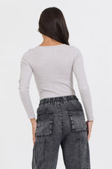 Vintage Havana Tees | Women Heather Grey Seamless Long Sleeve Tee Heather Grey