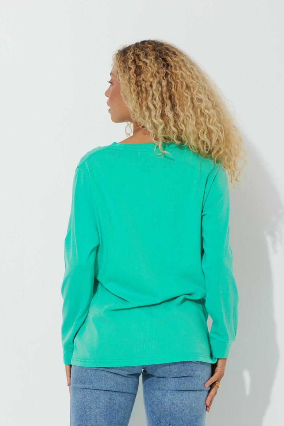 Vintage Havana Tees | Women Island Green "Wellness" Pigment Dyed Long Sleeve Tee Island Green