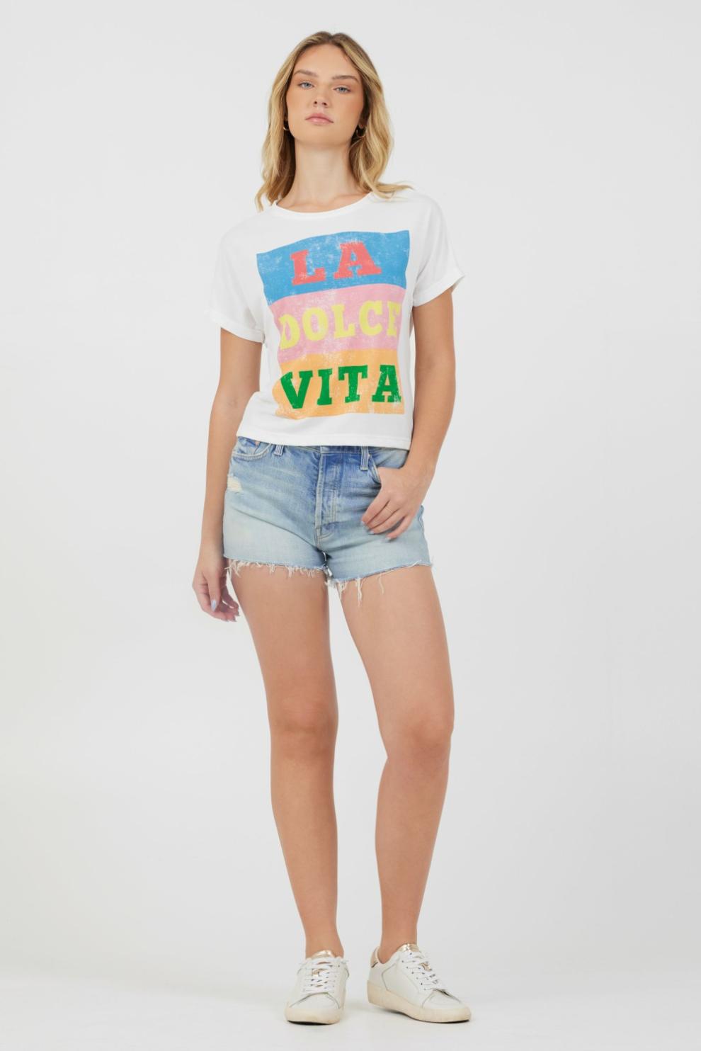 Vintage Havana Tees | Women La Dolce Vita White Destination Printed Tee White