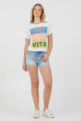 Vintage Havana Tees | Women La Dolce Vita White Destination Printed Tee White