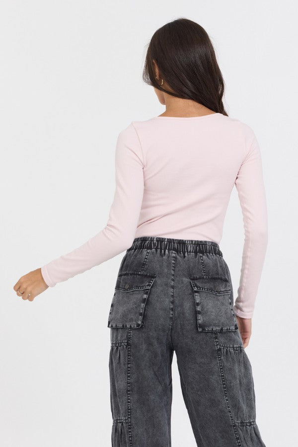 Vintage Havana Tees | Women Soft Pink Seamless Long Sleeve Tee Soft Pink