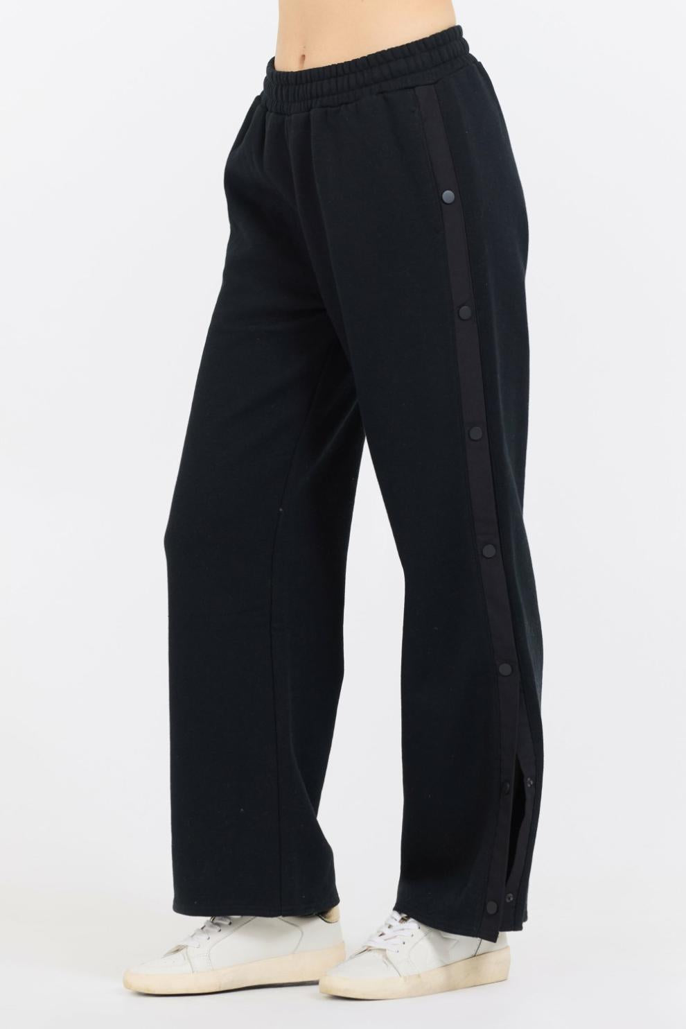 Vintage Havana Wide Leg Pants | Women Black Brushed Snap Pant Black