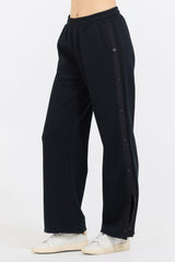 Vintage Havana Wide Leg Pants | Women Black Brushed Snap Pant Black