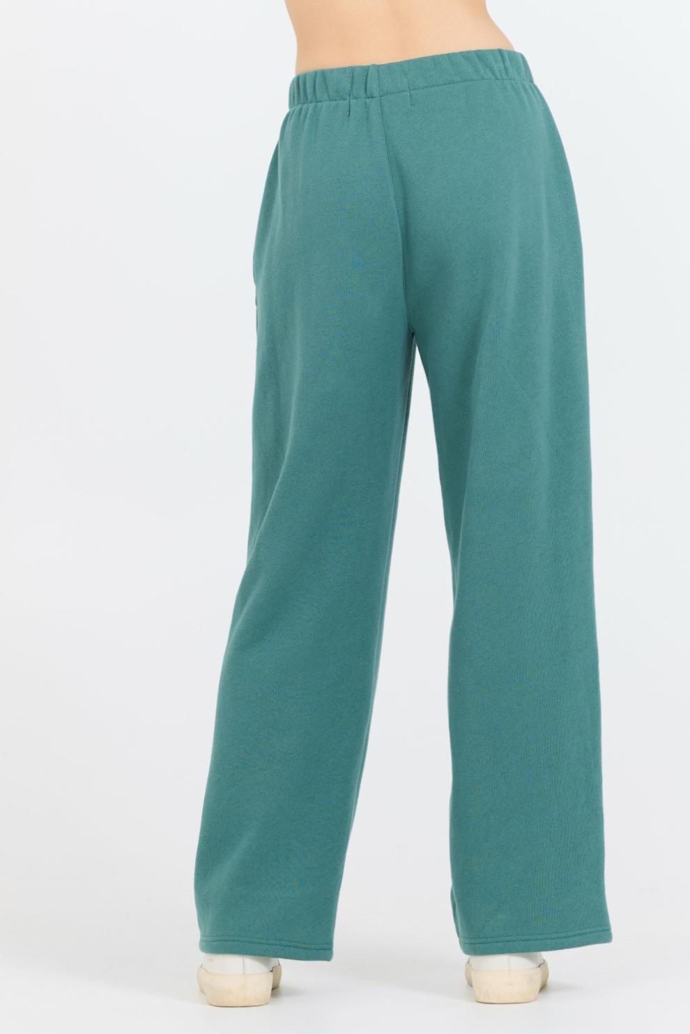 Vintage Havana Wide Leg Pants | Women College Green Cotton Blend Fleece Wide Leg Pant Green