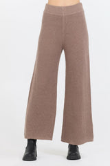 Vintage Havana Wide Leg Pants | Women Heather Brown Waffle Knit Flare Pant Brown