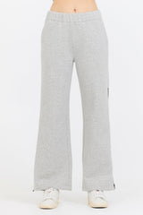 Vintage Havana Wide Leg Pants | Women Pure Grey Contrast Black Zipper Flare Pant Grey