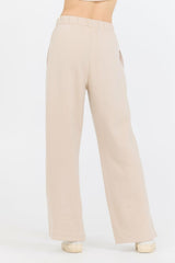 Vintage Havana Wide Leg Pants | Women Vanilla Cream Cotton Blend Fleece Wide Leg Pant Cream