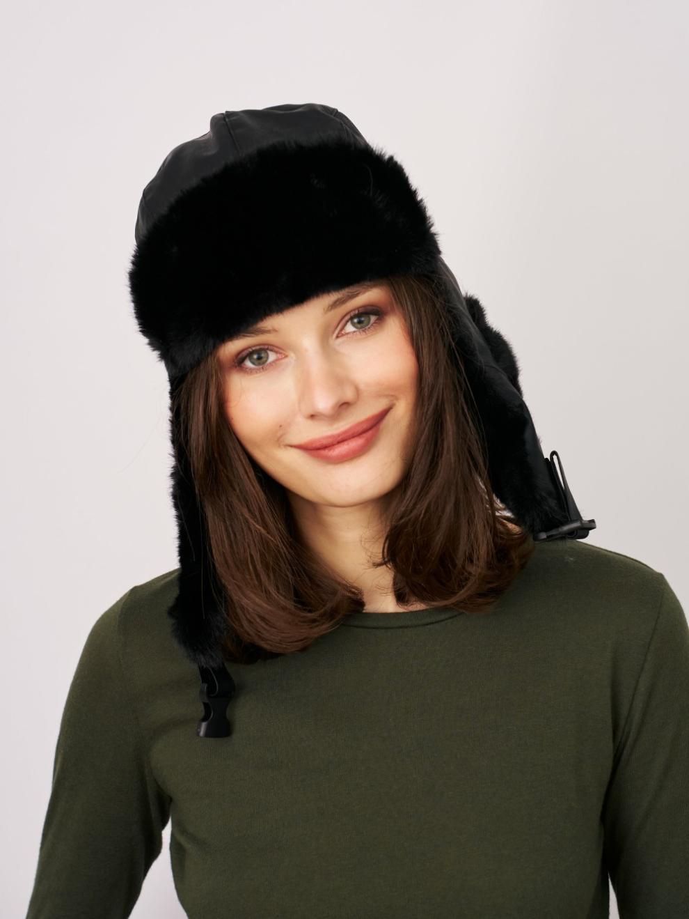 Vintage Havana Winter Hats | Women FUR TRAPPER HAT - BLACK One Size