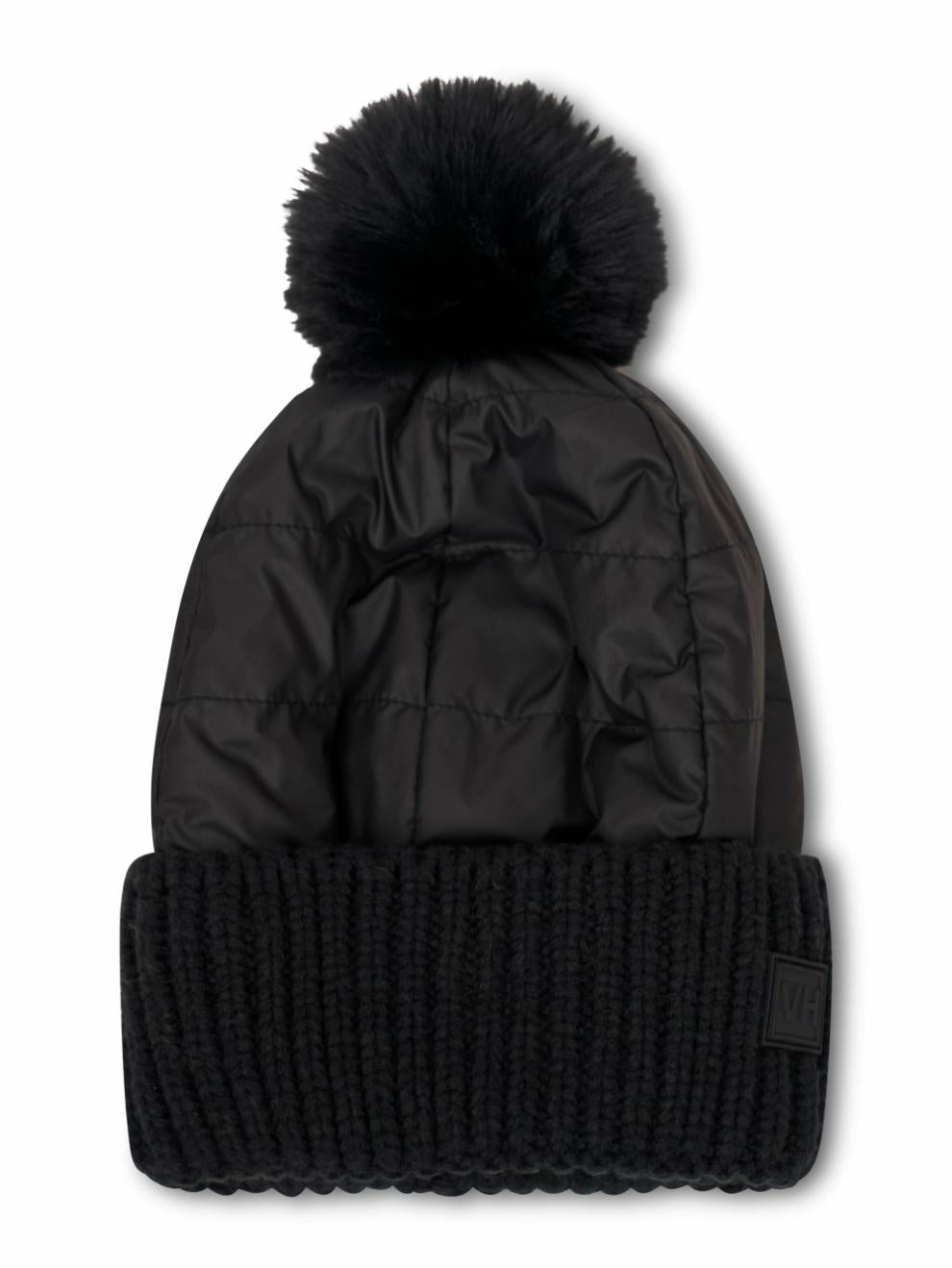 Vintage Havana Winter Hats | Women PUFFER POMPOM HAT - BLACK Black