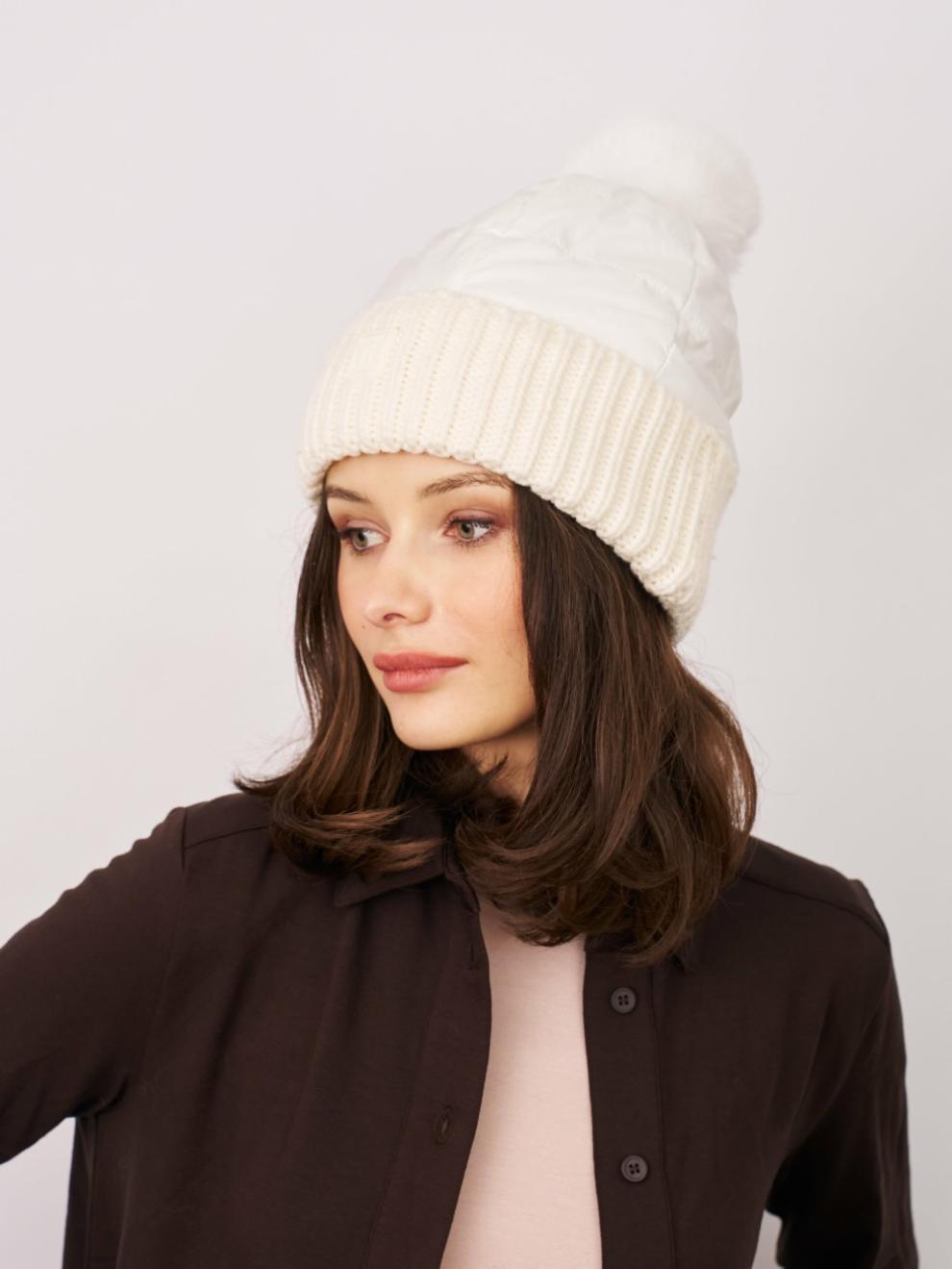 Vintage Havana Winter Hats | Women PUFFER POMPOM HAT - WHITE White