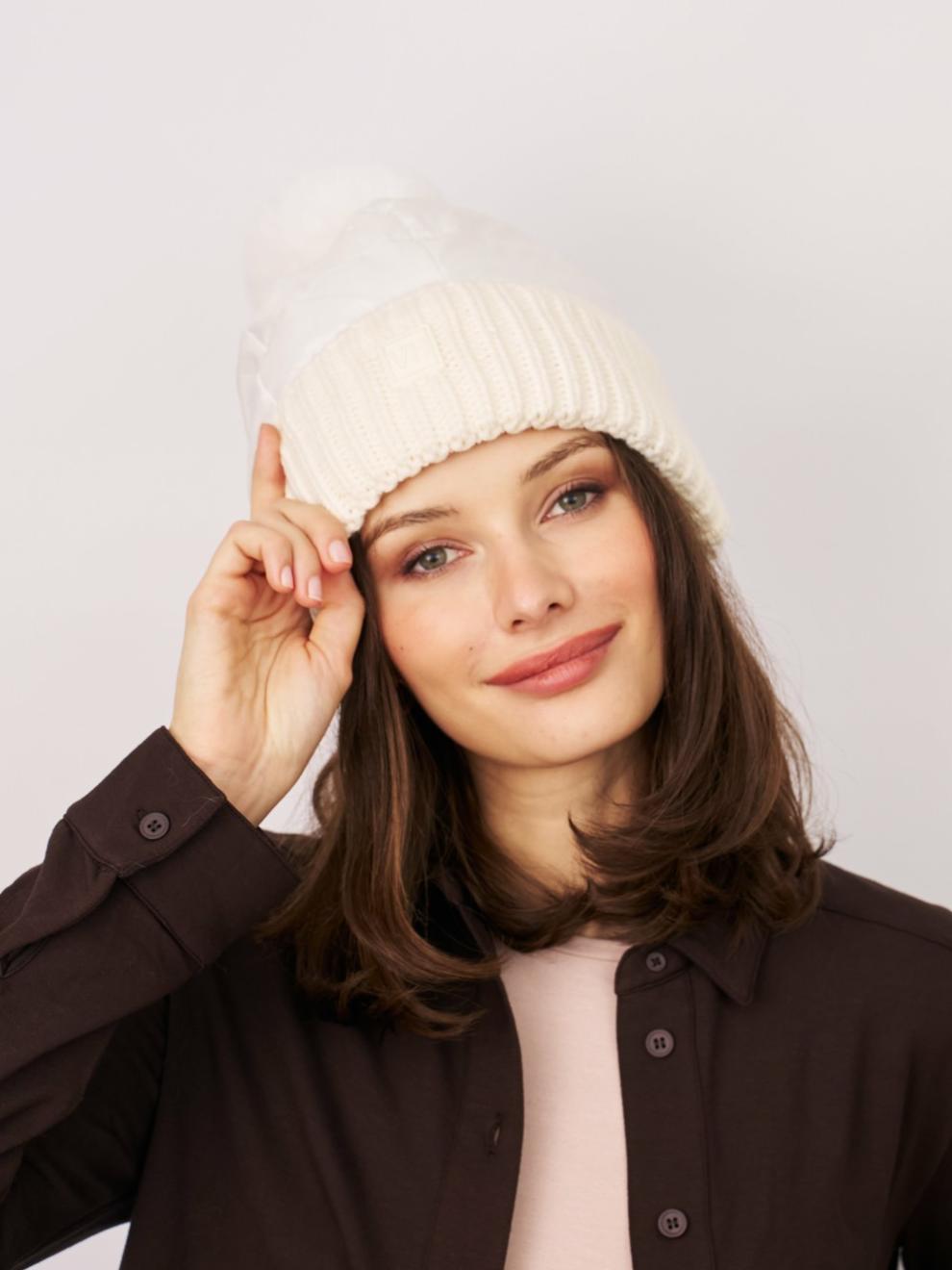 Vintage Havana Winter Hats | Women PUFFER POMPOM HAT - WHITE White