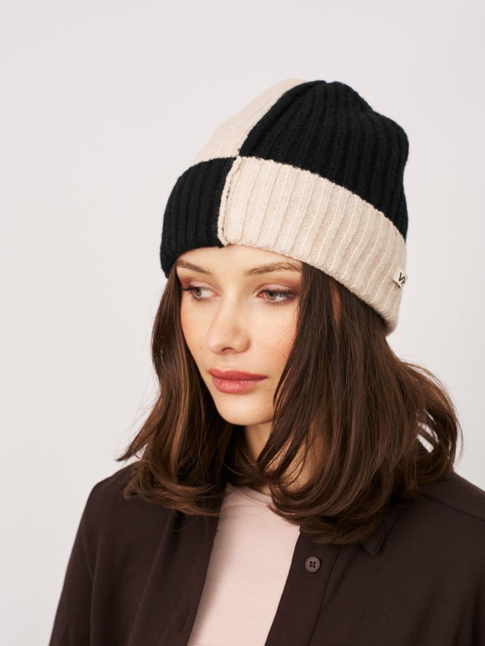 Vintage Havana Winter Hats | Women SEAM PATTERN BEANIE - BLACK Black