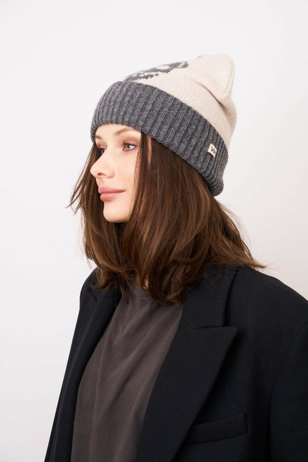 Vintage Havana Winter Hats | Women SKULL PATTERN BEANIE Charcoal