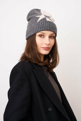 Vintage Havana Winter Hats | Women STAR PATTERN BEANIE Charcoal