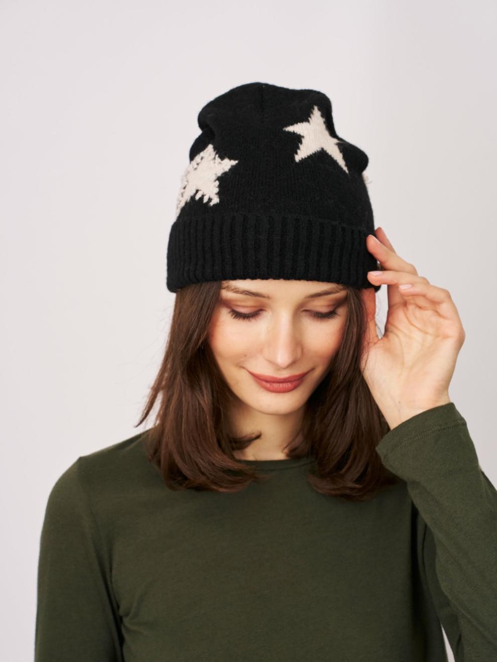 Vintage Havana Winter Hats | Women STAR POMPOM BEANIE Black