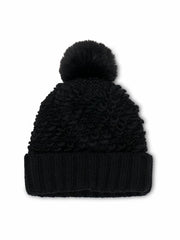 Vintage Havana Winter Hats | Women TURN UP POMPOM HAT - BLACK One Size