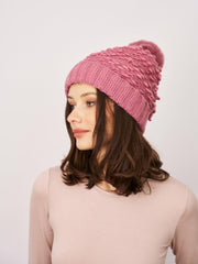 Vintage Havana Winter Hats | Women TURN UP POMPOM HAT - BLUSH Blush